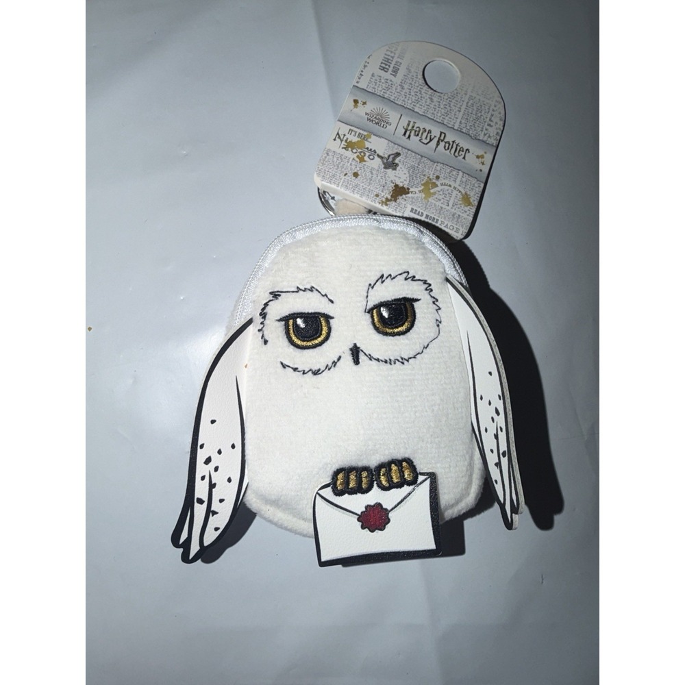 Harry Potter Hedwig Plush Keychain Pouch Change Purse Charm White New